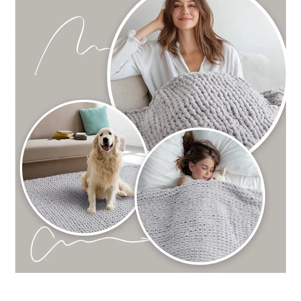 YJLMLY Chunky Knit Throw Blanket,60x80 Inch 073